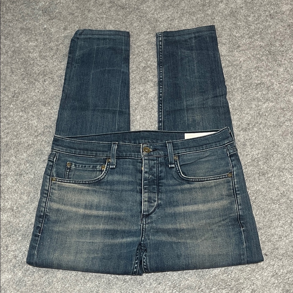rag & bone Blue Button-Fly Extra Slim Jeans Fit 1